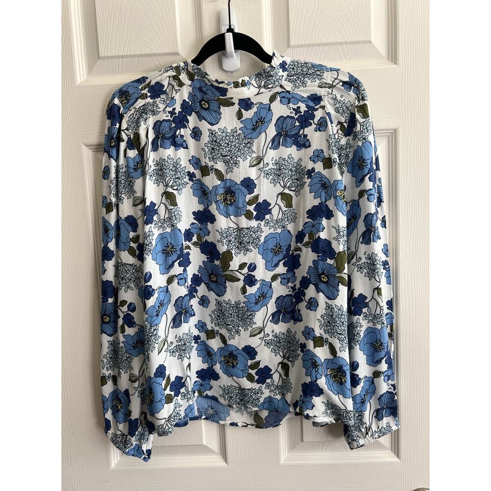 LUCKY BRAND Women's Blue Floral Bohemian Peasant Tassel Blouse Top Sz XL NWT - Picture 7 of 12